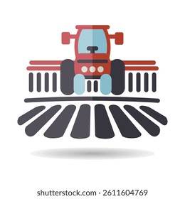 Tractor processes the earth a rural landscape vector icon. Agriculture sign. Graph symbol for your web site design, logo, app, UI. Vector illustration, EPS10.