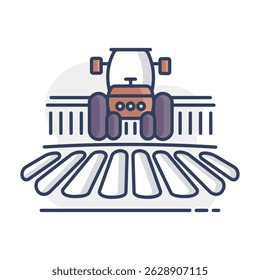 Tractor processes the earth a rural landscape vector icon. Agriculture sign. Graph symbol for your web site design, logo, app, UI. Vector illustration, EPS10.