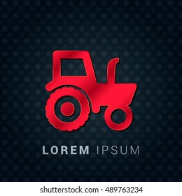 Tractor Red chromium precious metallic 3D Icon / Logo Design