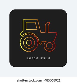 Tractor Red & Orange gradient attractive line thin icon / logo design