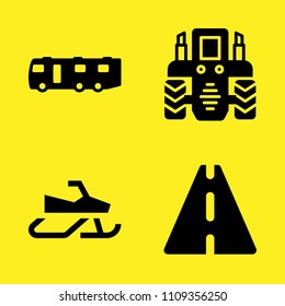 tractor, road sign, snowmobile and caravan vector icon set. Sample icons set for web and graphic design