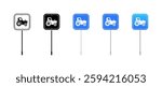 Tractor road signs in black and blue variations on white background. Vector icon