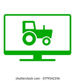 Tractor and screen on white