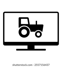 Tractor and screen on white