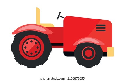 Tractor semi flat color vector object. Farm machine. Agricultural implement. Full sized item on white. Farm equipment simple cartoon style illustration for web graphic design and animation