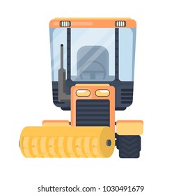 Tractor. Service vehicle. Front view vector illustration isolated on white background.