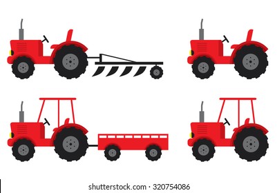 tractor set red