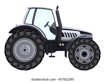 Tractor a side view on white background