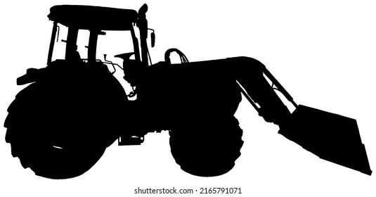 Tractor silhouette in black on white background 