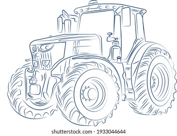 silueta de tractor con tracción manual