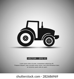 Tractor silhouette icon vector illustration. 