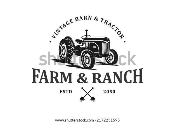 Tractor Silhouette logo vector\
farming and ranch equipment transportation machine plow field\
vehicle