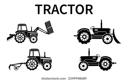 tractor Silhouette Set pro illustration