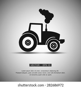 Tractor silhouette symbol vector illustration. 