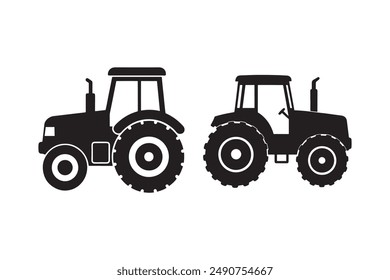 Tractor Silhouette vector style with white background Set