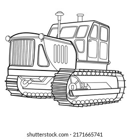 tractor sketch, coloring, isolated object on a white background, vector illustration, eps