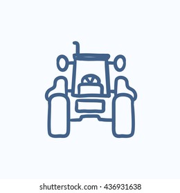 Tractor sketch icon for web, mobile and infographics. Hand drawn tractor icon. Tractor vector icon. Tractor icon isolated on white background.