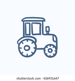 Tractor sketch icon for web, mobile and infographics. Hand drawn tractor icon. Tractor vector icon. Tractor icon isolated on white background.