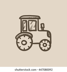 Tractor sketch icon for web, mobile and infographics. Hand drawn tractor icon. Tractor vector icon. Tractor icon isolated on white background.