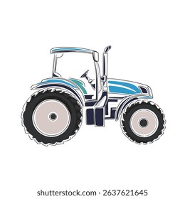 Tractor sketch, isolated vector silhouette. Agricultural isolated vector illustration