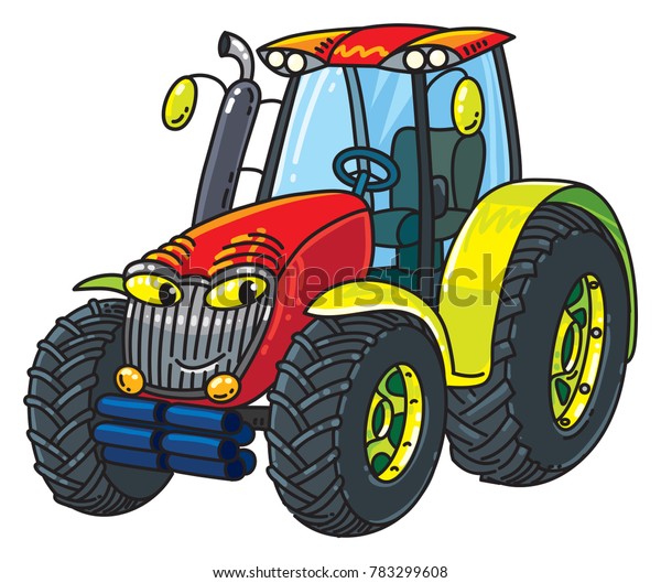 Tractor. Small funny vector cute car with\
eyes and mouth. Children vector\
illustration