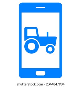 Tractor and smartphone on white