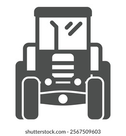 Tractor solid icon, agriculture concept. Vector graphics. Digging, field plowing heavy vehicle sign on white background, glyph style icon for mobile or web design