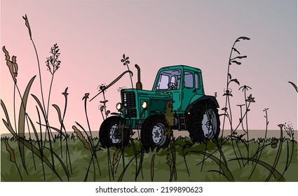 Tractor standing on the field