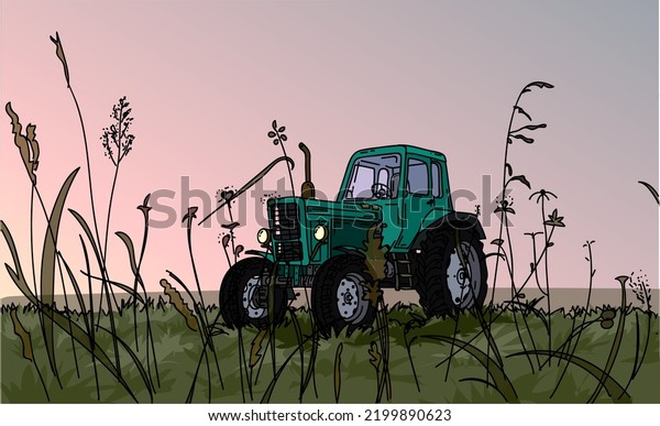 Tractor standing on the\
field