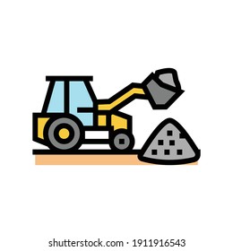 tractor stone gravel loading machine color icon vector. tractor stone gravel loading machine sign. isolated symbol illustration