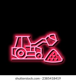 tractor stone gravel loading machine neon light sign vector. tractor stone gravel loading machine illustration