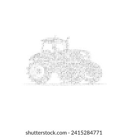 The tractor symbol filled with black dots. Pointillism style. Vector illustration on white background
