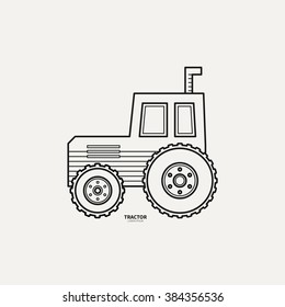 Tractor symbol made in trendy line style vector. Vector logo tractor cultivator.