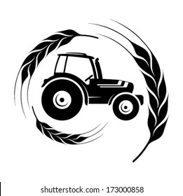 tractor symbol in a wheat frame