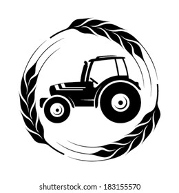 tractor symbol in a wheat frame