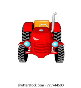tractor technology red cartoon style; toy billet design element illustration white background; isolate