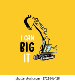 tractor text line yellow tee illustration art vector