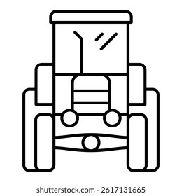 Tractor thin line icon, agriculture concept. Vector graphics. Farm field machine, transport sign on white background, linear style for  mobile or design