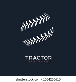 Tractor Tire Print Vector Logo. Shop Of Wheels Isolated Logotype Template