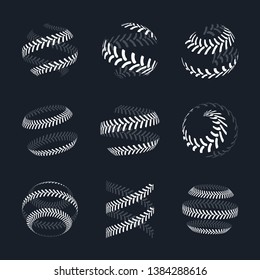 Tractor Tire Print Vector Logo Collection. Wheel Traces Icon Set On Dark Background