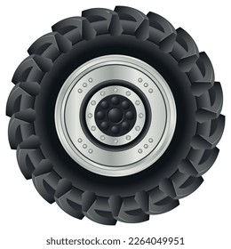 tractor tire, wheel - isolated on white background