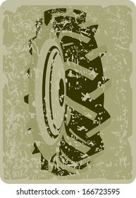 Tractor tire-vintage background