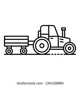 Tractor with trail icon. Outline tractor with trail vector icon for web design isolated on white background