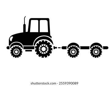 Tractor and Trailer, agricultural machinery, farm transport vector silhouette for logo or pictogram stencil. Freight transport for sign or icon