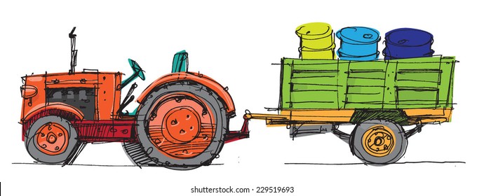 2,254 Cartoon tractor trailer Stock Illustrations, Images & Vectors ...