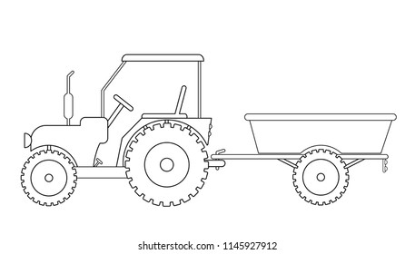 tractor with trailer drawing vector eps 10