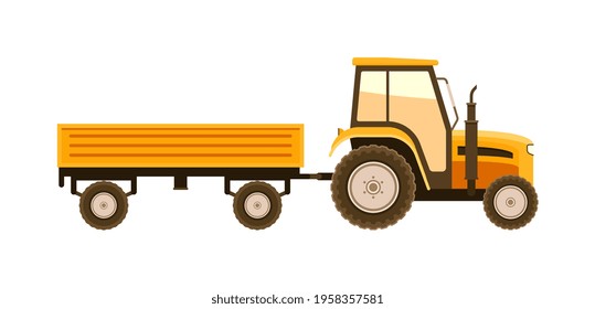 Tractor con técnica pesada del remolque aislado sobre fondo blanco