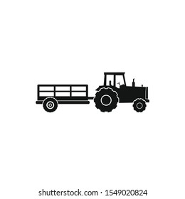 Tractor With Trailer Icon. Flat Style Vector EPS.