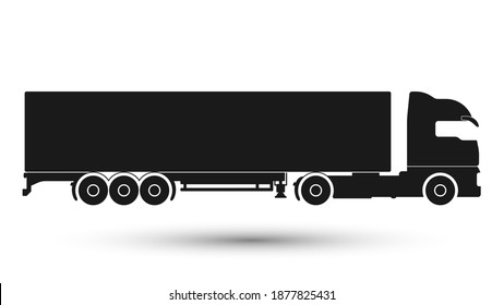 Icono del remolque del tractor. Dibujo técnico aislado. Ilustración negra del transporte. Diseño de 10 pasos.