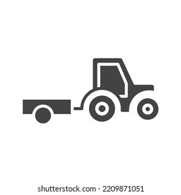 Tractor Trailer Icon Vector Image. Can Also Be Used For Vehicles. Suitable For Mobile Apps, Web Apps And Print Media.